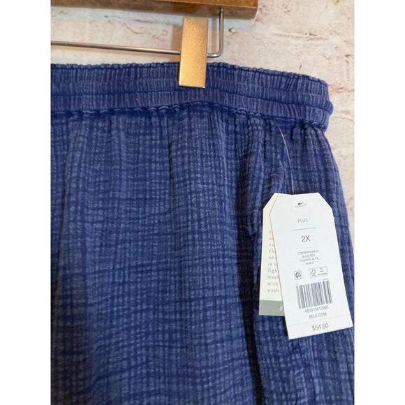 Wonderly Gauze Lounge Pants Womens 2X Navy Elastic Waist Pull On Frayed Hem Plus - Picture 11 of 16